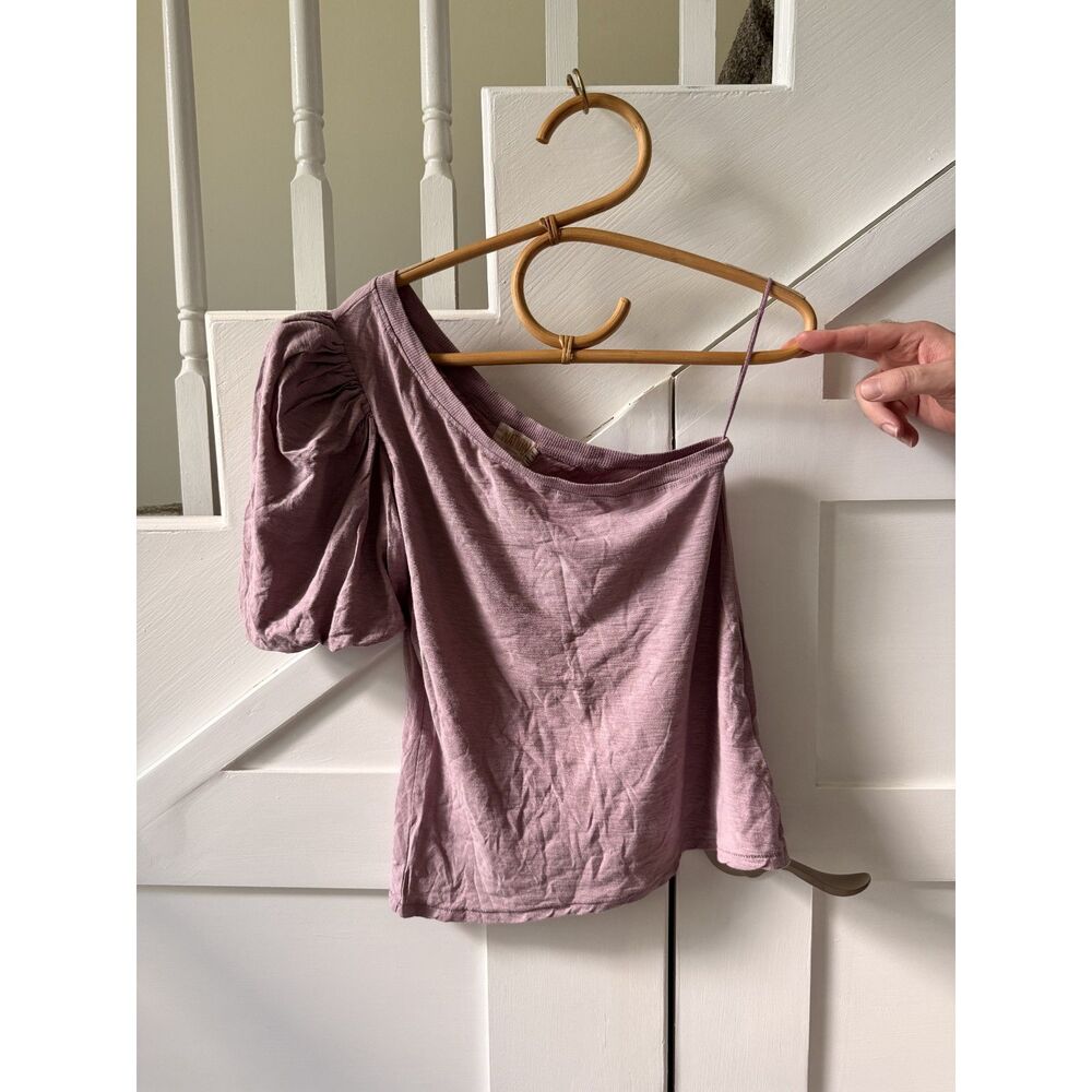 Nation LTD Mauve One-Shoulder Cotton Top | Small